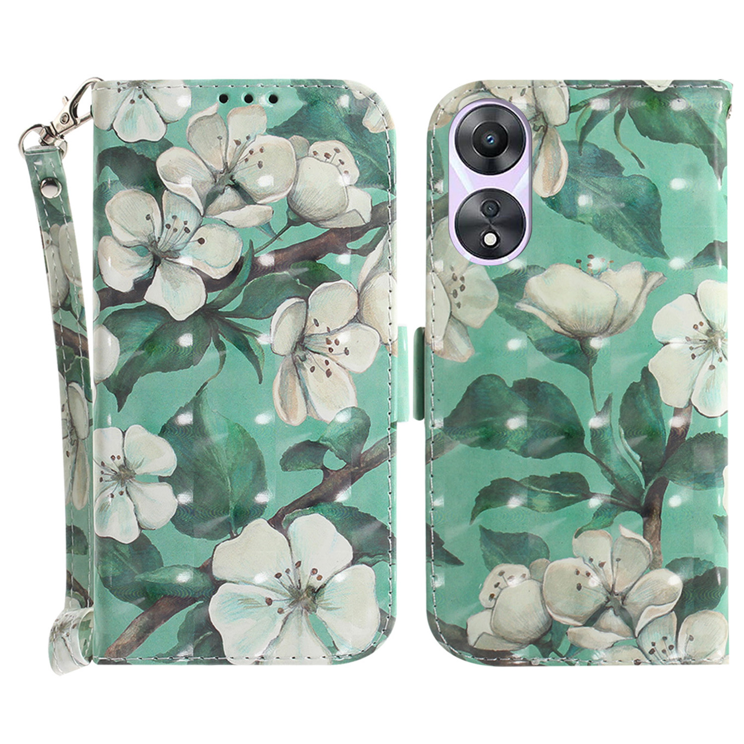 

Für Oppo A78 4G Hülle PU Leder Muster Ständer Telefonabdeckung - Aquarellblüten, Oppo A78 4G