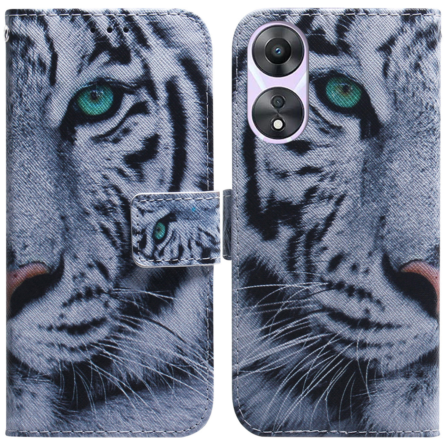 

Für Oppo A78 4G -koffer -muster -druck PU Leder Brieftasche Telefonabdeckung - Tigerkopf, Oppo A78 4G
