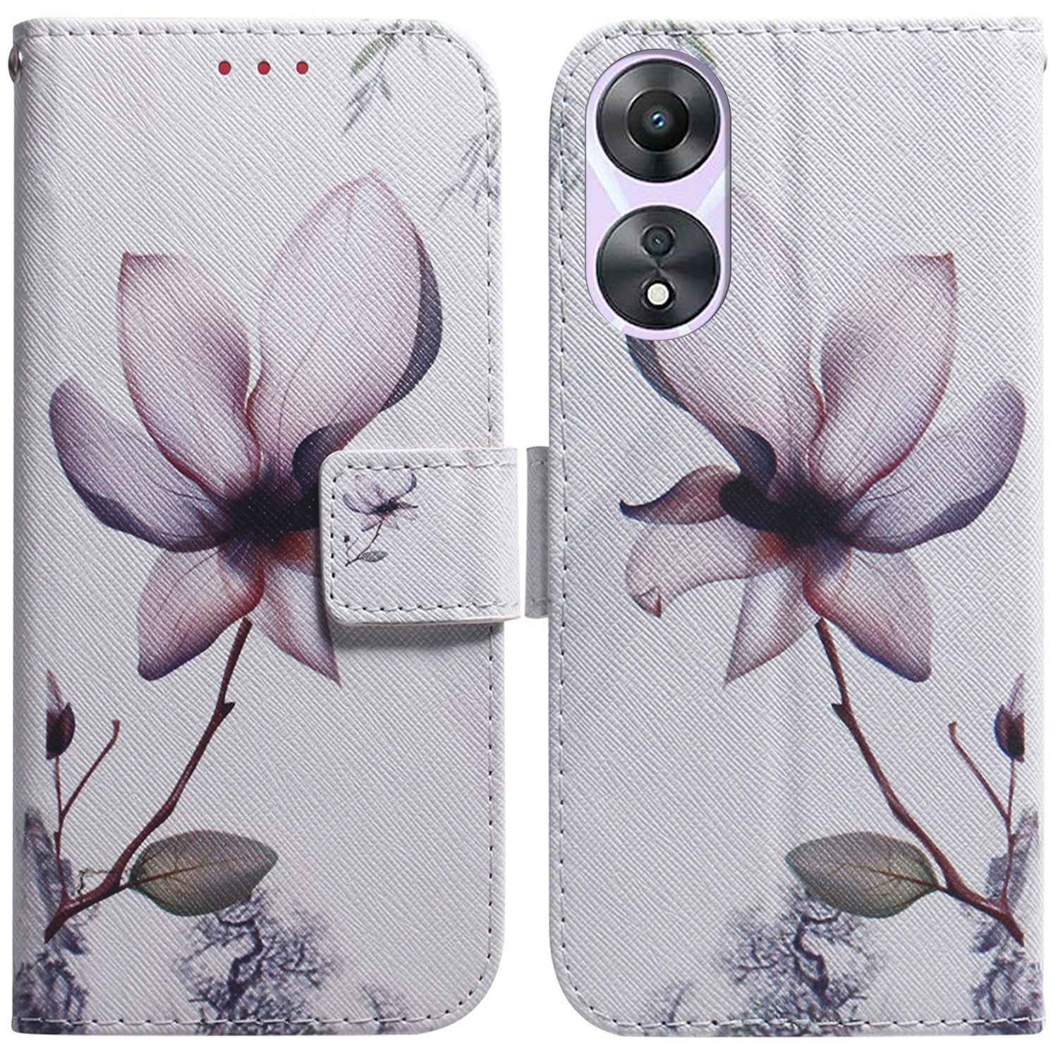 

Für Oppo A78 4G -koffer -muster -druck PU Leder Brieftasche Telefonabdeckung - Pinke Blume, Oppo A78 4G
