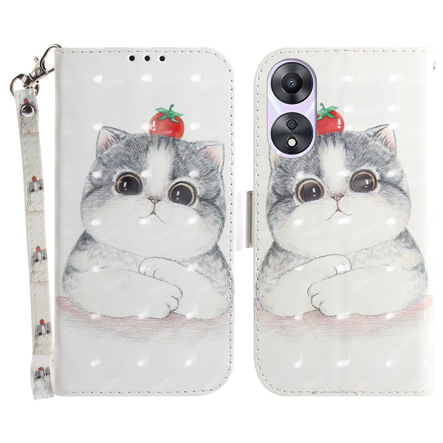 

Für Oppo A58 4G Hülle PU Leder Muster Druckbrieftasche Flip Phone Deckung - Süße Katze, Oppo A58 4G