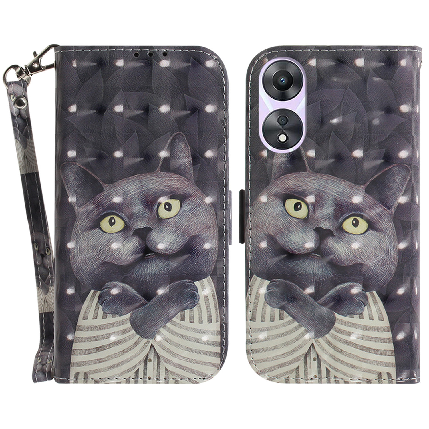 

Für Oppo A58 4G Hülle PU Leder Muster Druckbrieftasche Flip Phone Deckung - Katze Umarmen, Oppo A58 4G