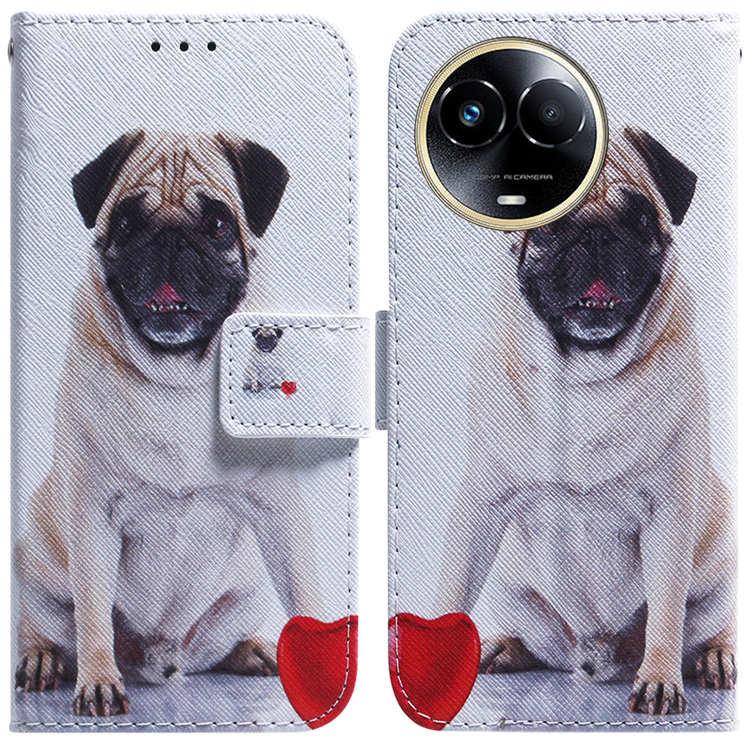 

Für Realme 11x 5G Muster Druck Anti-kratzer-telefonhülle Pu-leder-ständer Brieftasche Abdeckung - Mops, Realme 11x 5G