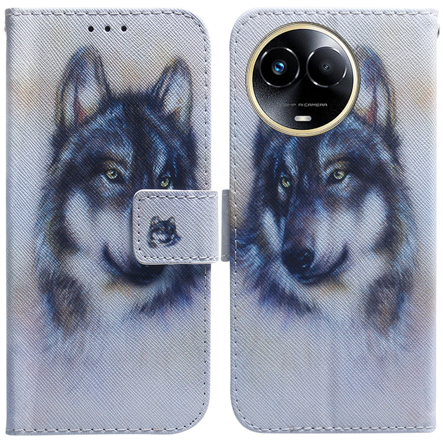 

Für Realme 11x 5G Muster Druck Anti-kratzer-telefonhülle Pu-leder-ständer Brieftasche Abdeckung - Wolf, Realme 11x 5G