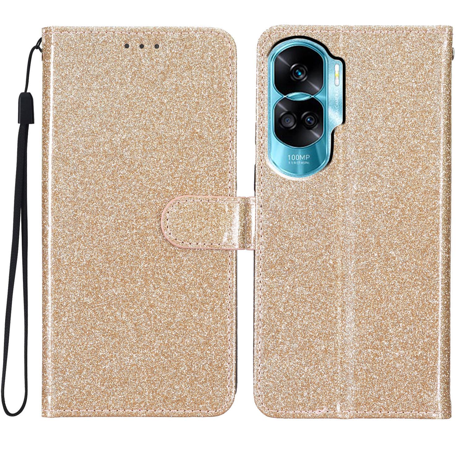 

Für Ehre 90 Lite 5G / X50i 5G Hülle Ständer Glitzern - Gold, Honor 90 Lite 5G