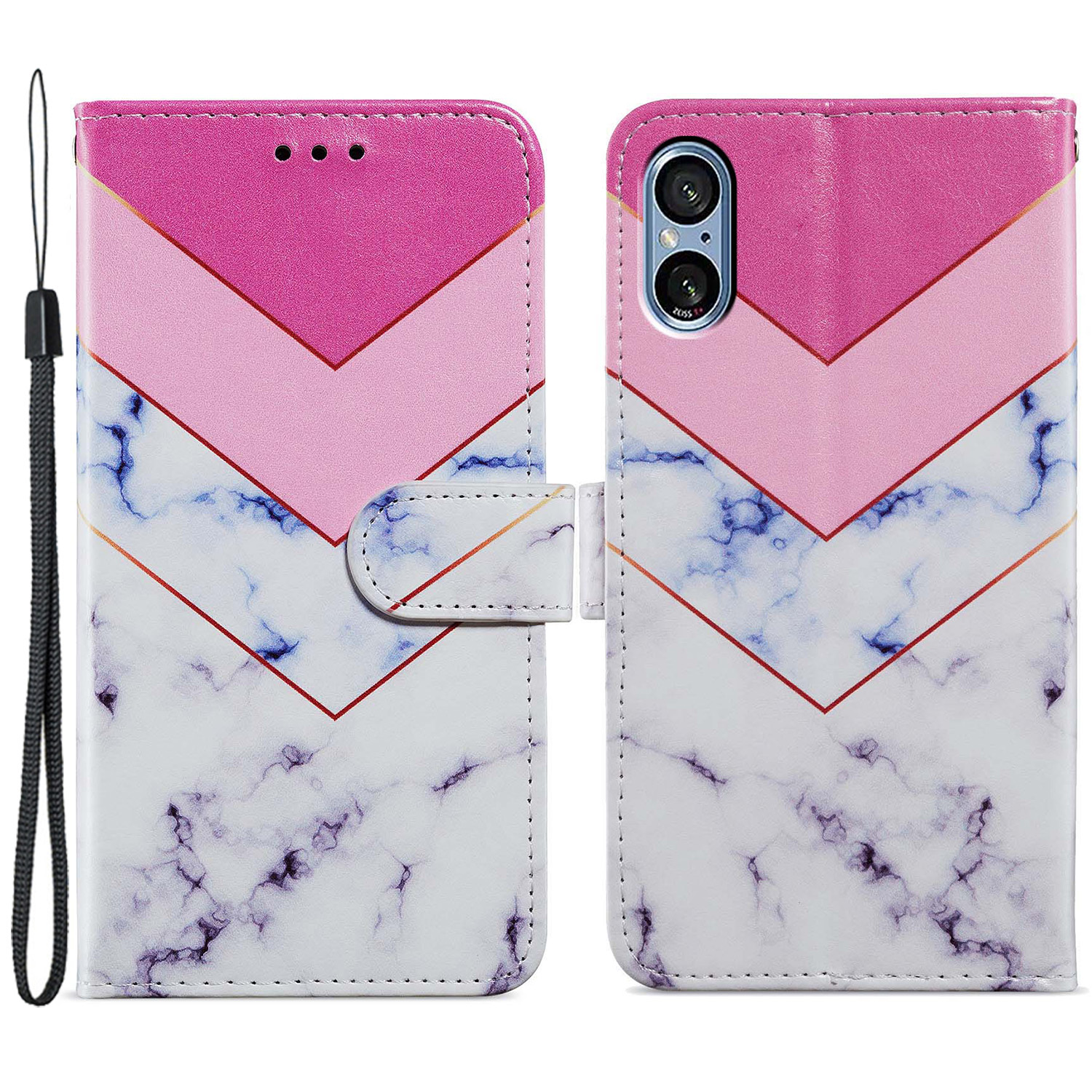 

Für Sony Xperia 5 V Hülle PU Leder -standard -brieftaschenmuster -druck Telefonabdeckung - Rauch Marmor, Xperia 5 V