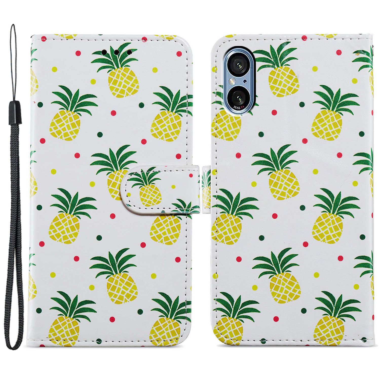 

Für Sony Xperia 5 V Hülle PU Leder -standard -brieftaschenmuster -druck Telefonabdeckung - Ananas, Xperia 5 V