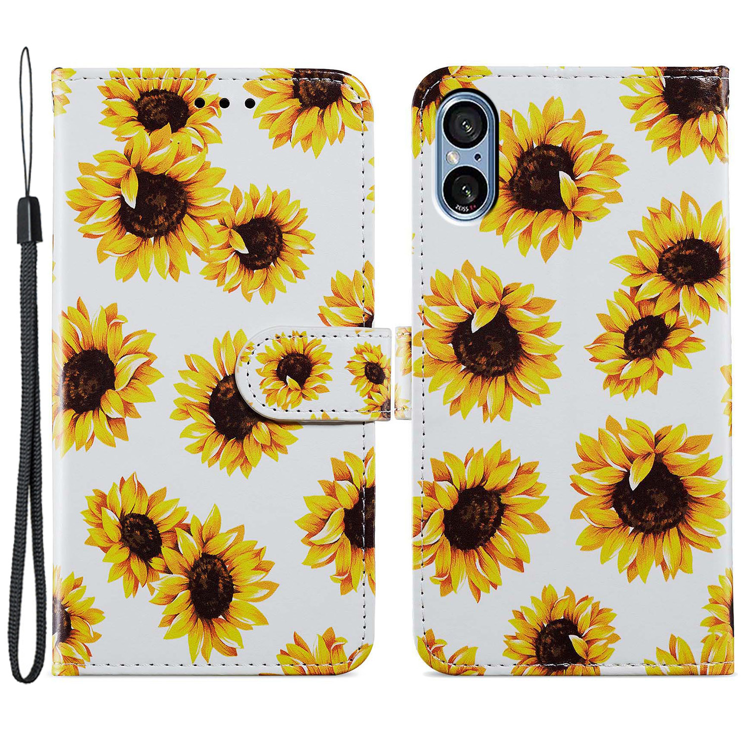 

Für Sony Xperia 5 V Hülle PU Leder -standard -brieftaschenmuster -druck Telefonabdeckung - Sonnenblume, Xperia 5 V