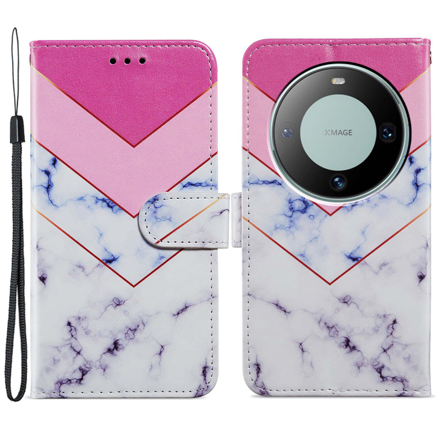 

Für Huawei Mate 60 Pro Case Flip Leder Brieftasche Muster Druckphase - Rauch Marmor, Huawei Mate 60 Pro