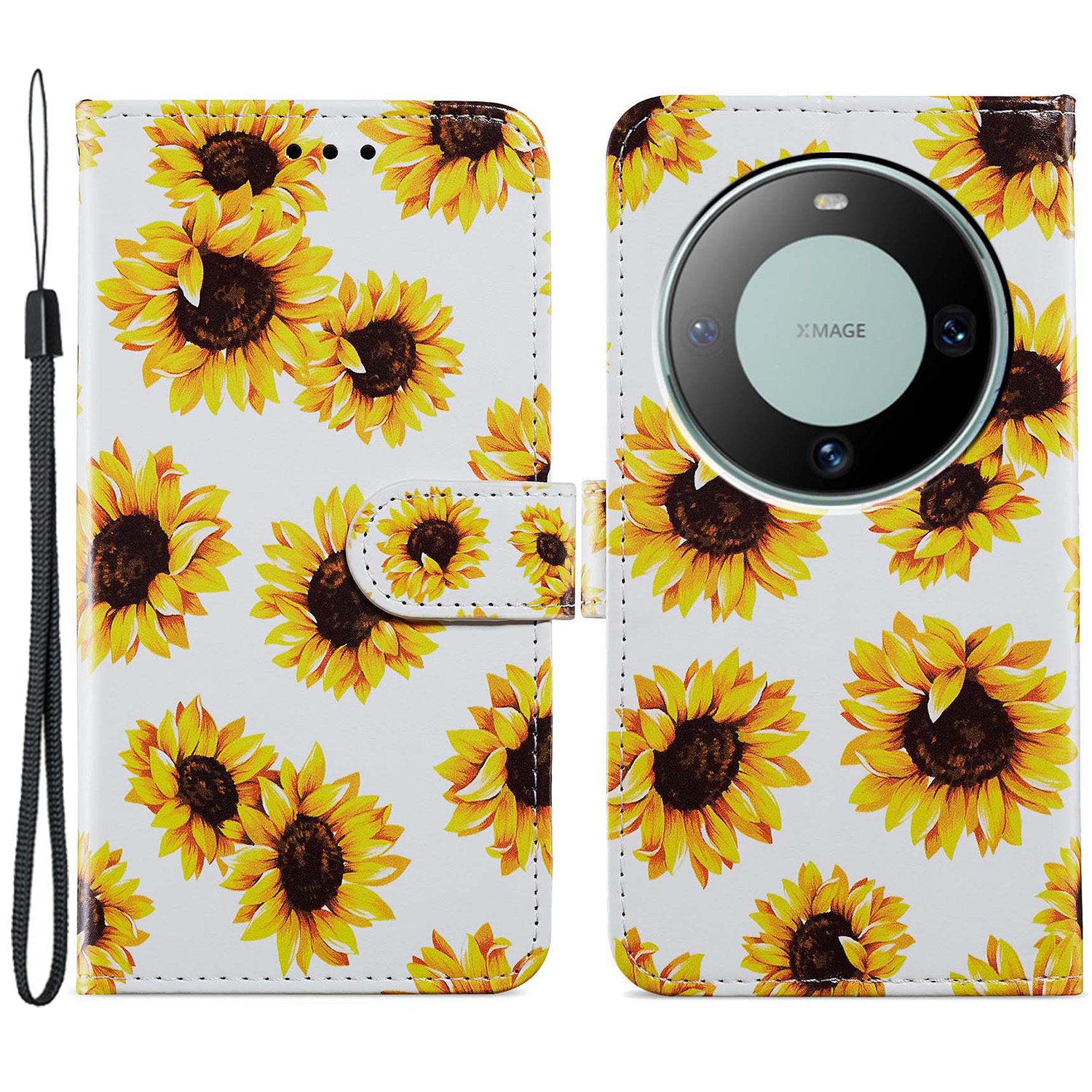 

Für Huawei Mate 60 Pro Case Flip Leder Brieftasche Muster Druckphase - Sonnenblume, Huawei Mate 60 Pro