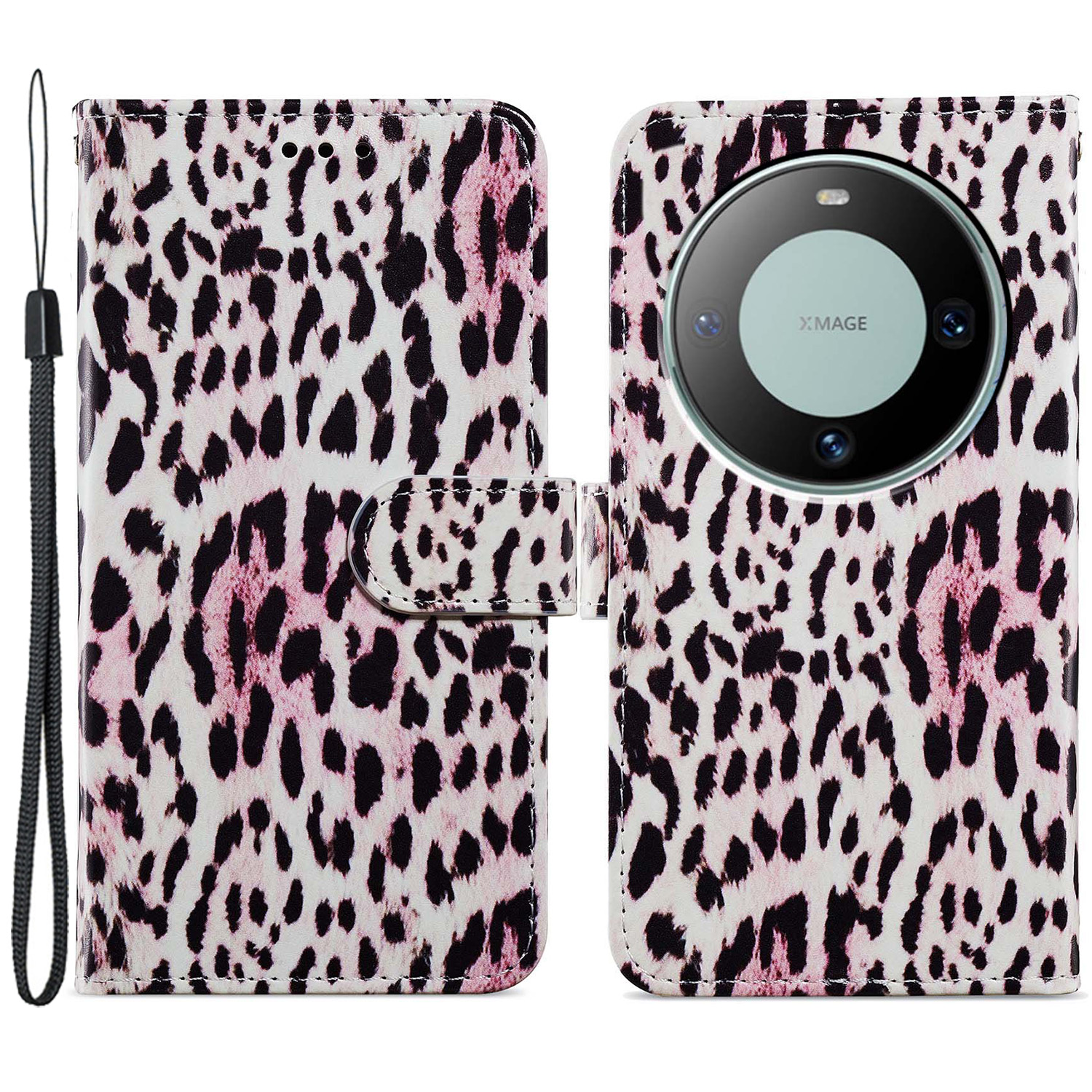 

Für Huawei Mate 60 Pro Case Flip Leder Brieftasche Muster Druckphase - Leopard, Huawei Mate 60 Pro