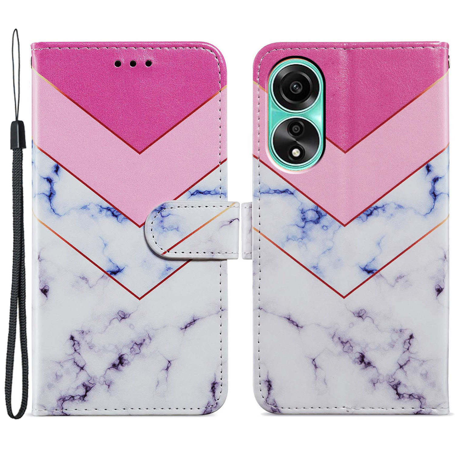 

Für Oppo A78 4G Koffer Wallet Leder Muster Stand Telefonabdeckung - Rauch Marmor, Oppo A78 4G