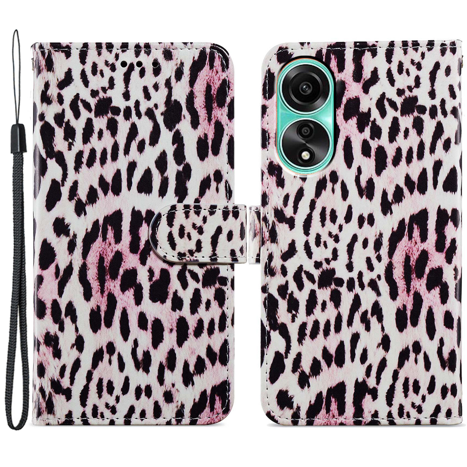 

Für Oppo A78 4G Koffer Wallet Leder Muster Stand Telefonabdeckung - Leopard, Oppo A78 4G