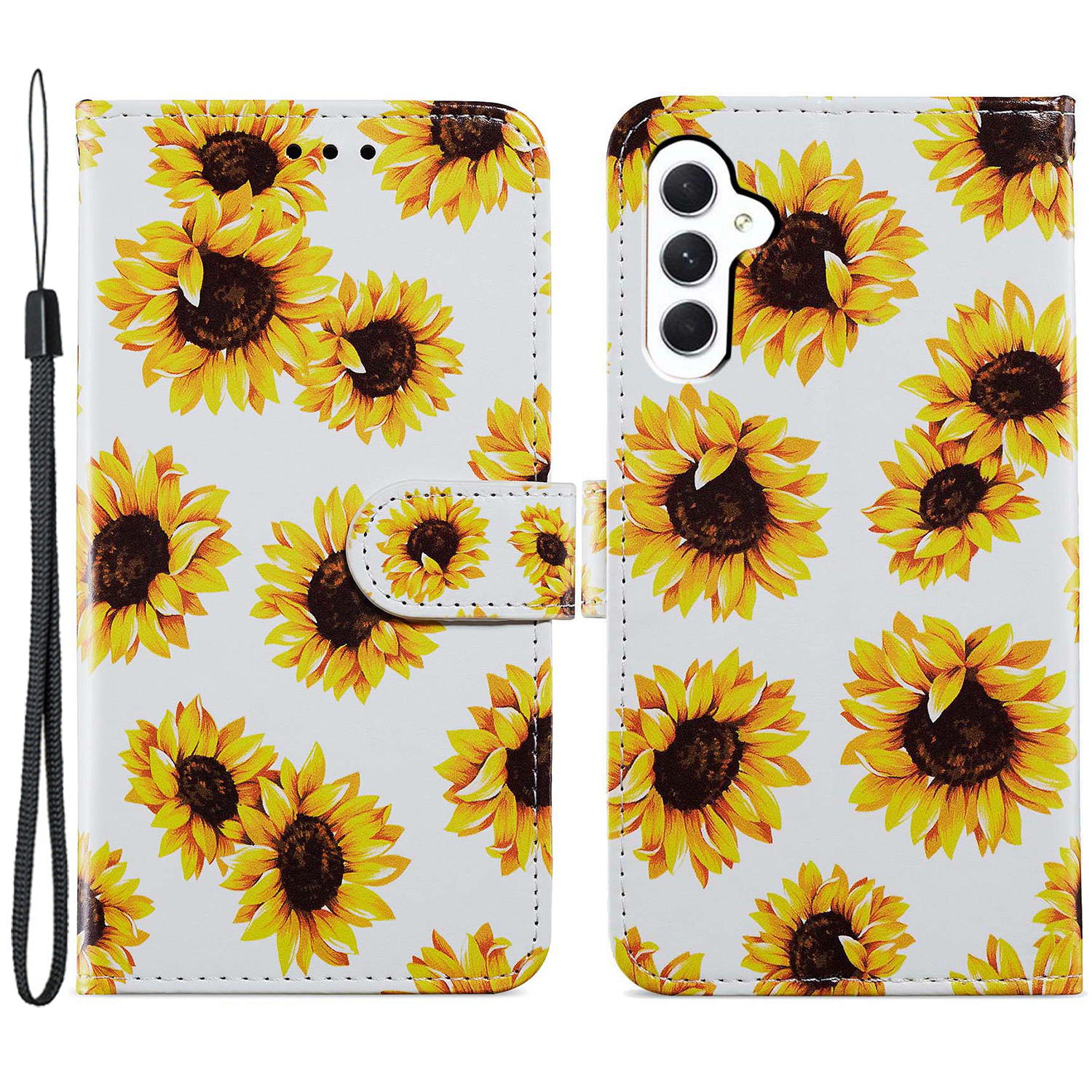 

Für Samsung Galaxy A05s 4G Wallet Hülle PU Ledermuster Druckphase - Sonnenblume, Samsung Galaxy A05s 4G