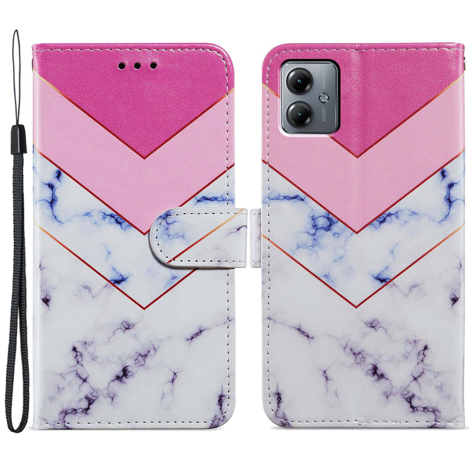 

Für Motorola Moto G14 4G Hülle PU Leder Muster Stand Folio -telefonabdeckung - Rauch Marmor, Motorola Moto G14 4G