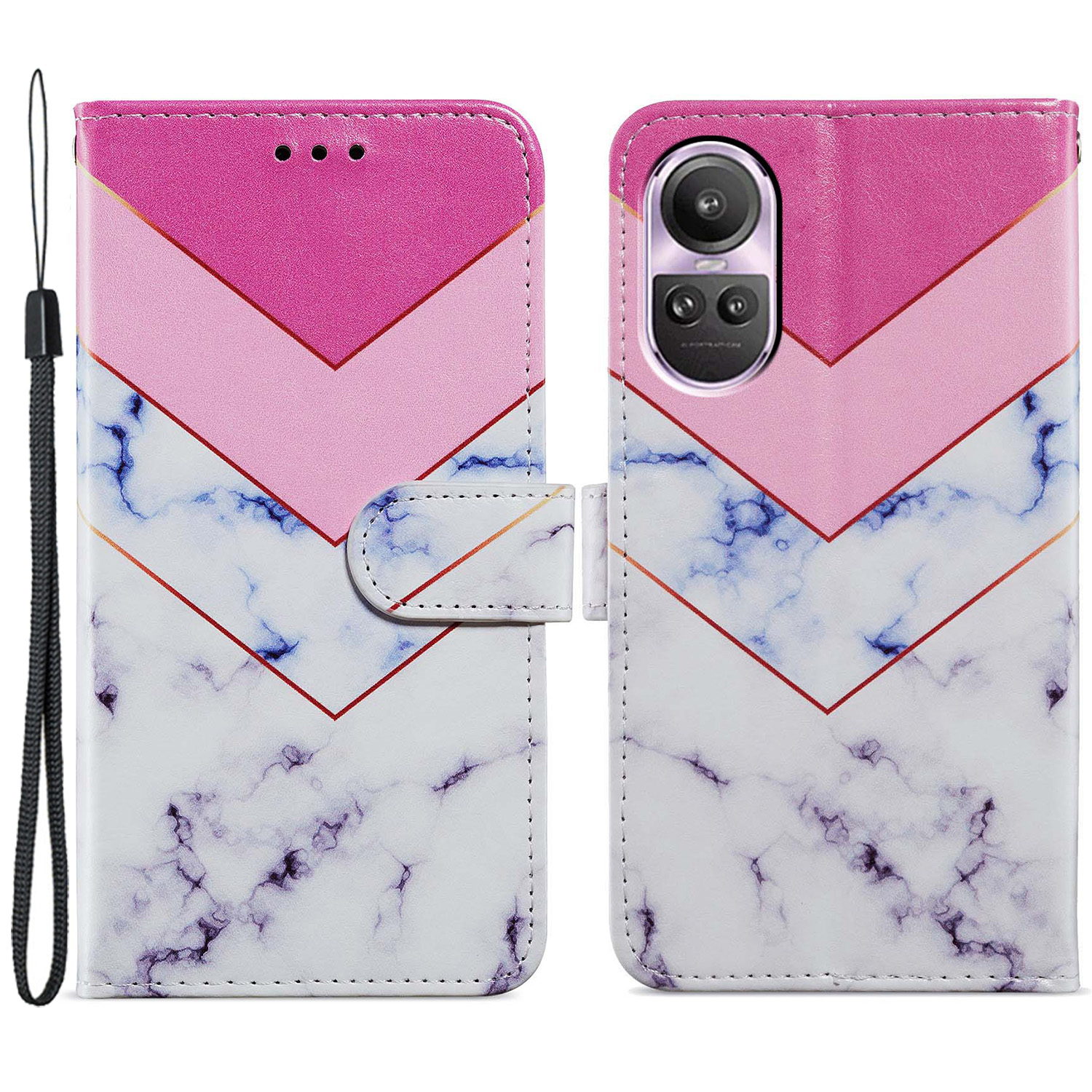 

Für Oppo Reno10 5G (global) / Reno10 Pro 5g (global) Case Folio Leder Brieftaschenmuster Telefonabdeckung - Rauch Marmor, Oppo Reno10 5G (Global)