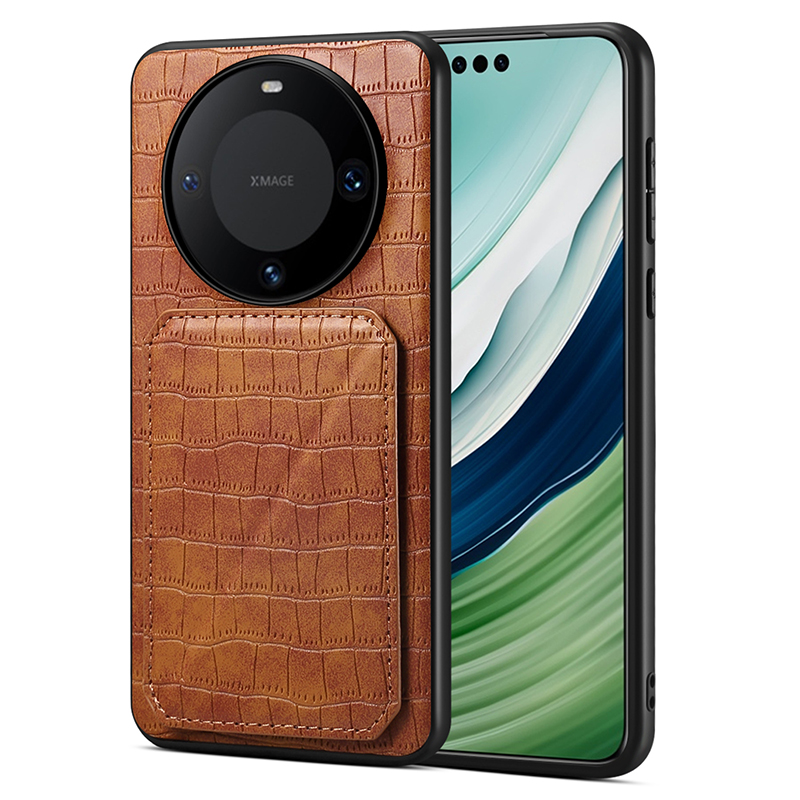

Für Huawei Mate 60 / 60 Pro -fall -kartenhalter Krokodiltextur PU Leder+pc+tpu -telefonabdeckung - Braun, Huawei Mate 60 Pro