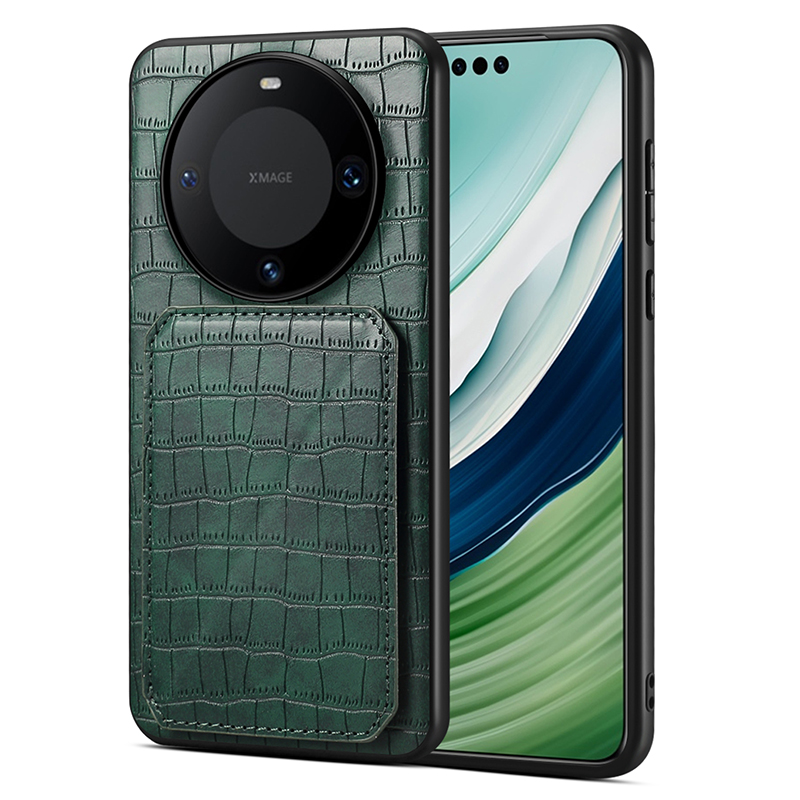 

Für Huawei Mate 60 / 60 Pro -fall -kartenhalter Krokodiltextur PU Leder+pc+tpu -telefonabdeckung - Grün, Huawei Mate 60 Pro