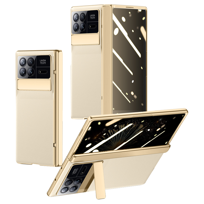 

Für Xiaomi Mix Fold 3 5g Halsscharnierschutz PU Leder+pc+tpu -telefonabdeckung Mit HD -screenfilm - Gold, Xiaomi Mix Fold 3 5G