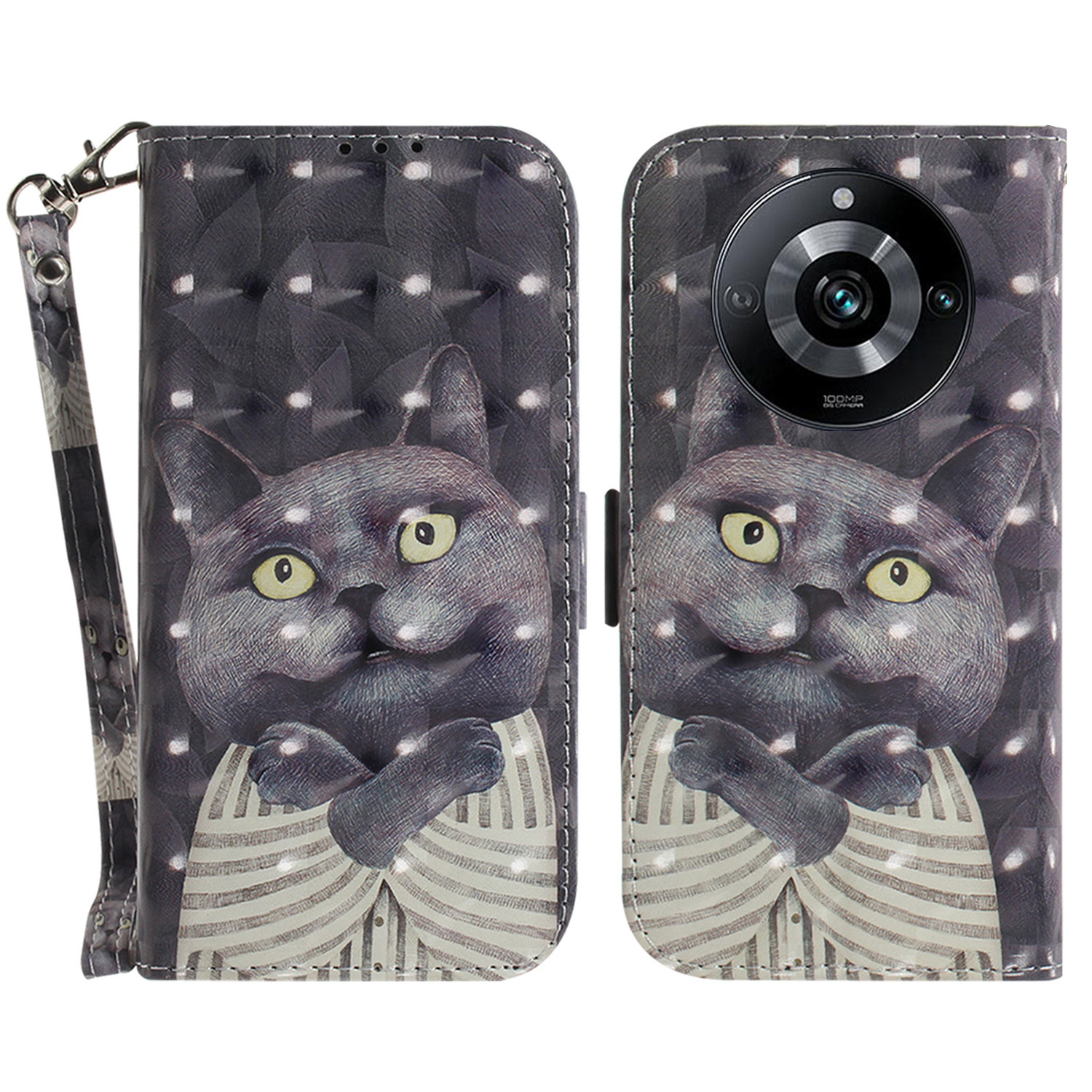 

Für Realme 11 Pro 5g / 11 Pro+ 5g / Narzo 60 Pro 5g Hülle PU Leder Muster Druckphase - Katze Umarmen, Realme 11 Pro 5G