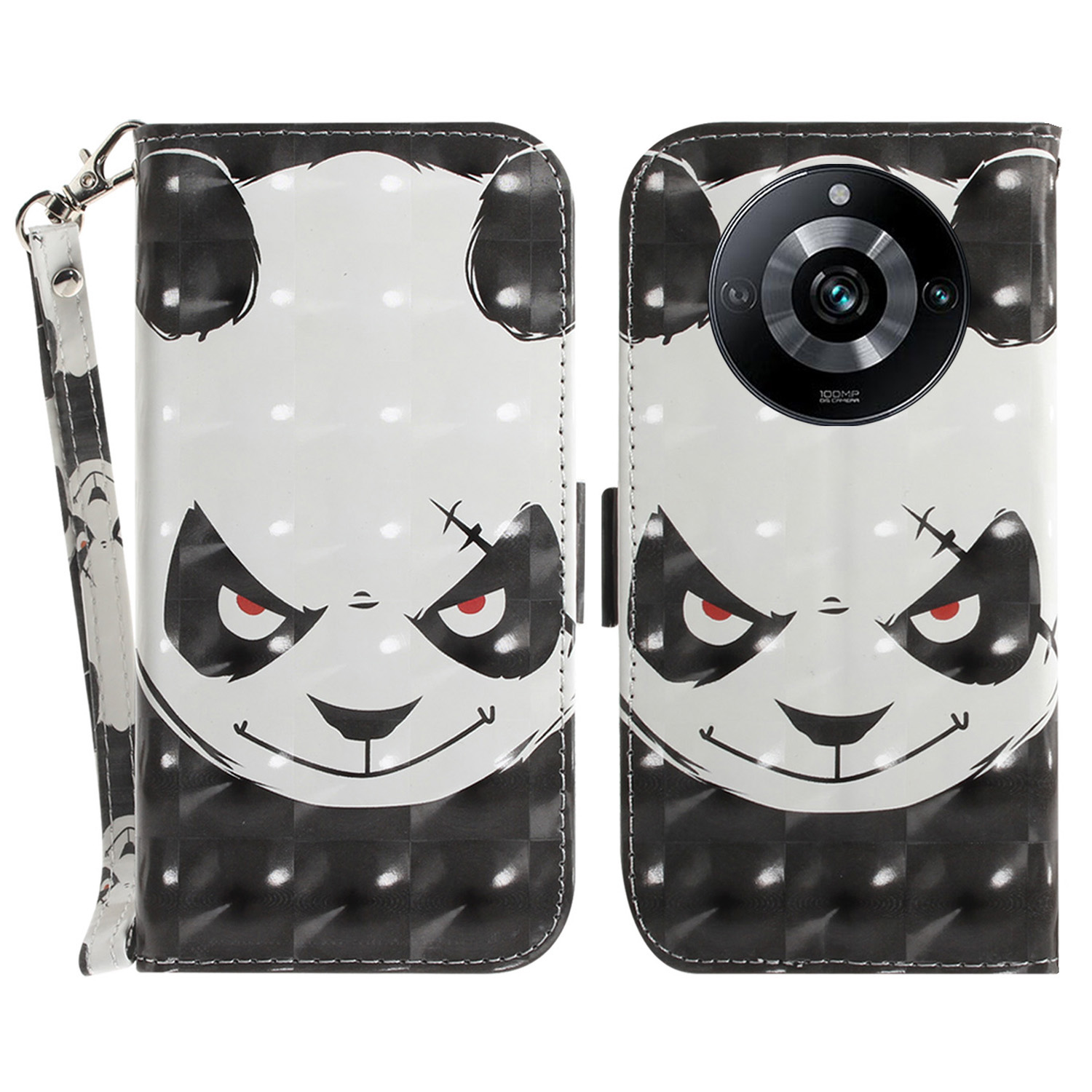 

Für Realme 11 Pro 5g / 11 Pro+ 5g / Narzo 60 Pro 5g Hülle PU Leder Muster Druckphase - Wütender Panda, Realme 11 Pro 5G