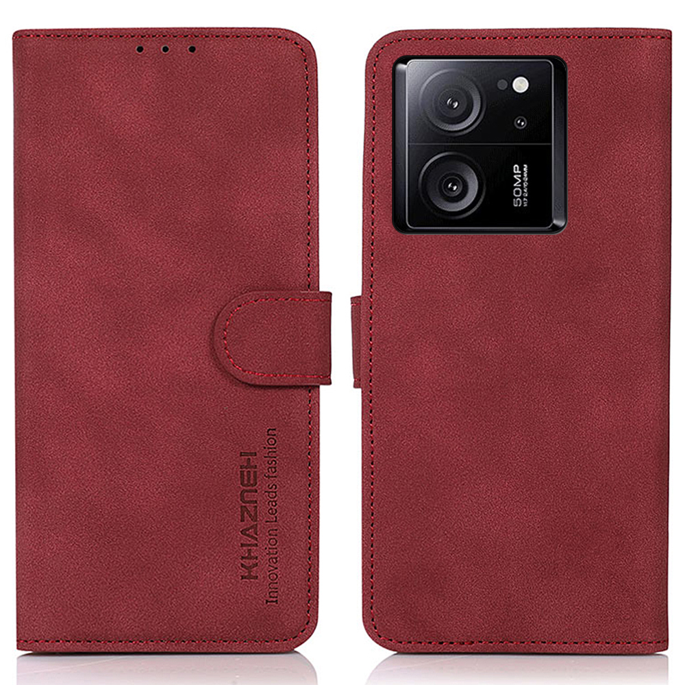 

Khazneh Für Xiaomi 13t / Redmi K60 Ultra-hülle-telefonständer Abdeckung Schlanker Pu-leder-brieftasche - Rot, Xiaomi Redmi K60 Ultra