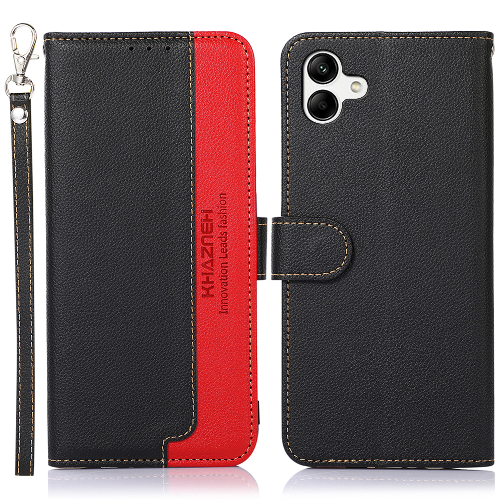 

Khazneh Für Samsung Galaxy A05 4G Hülle RFID Blockierende Brieftasche PU Leder Telefonständer Cover - Schwarz, Samsung Galaxy A05 4G
