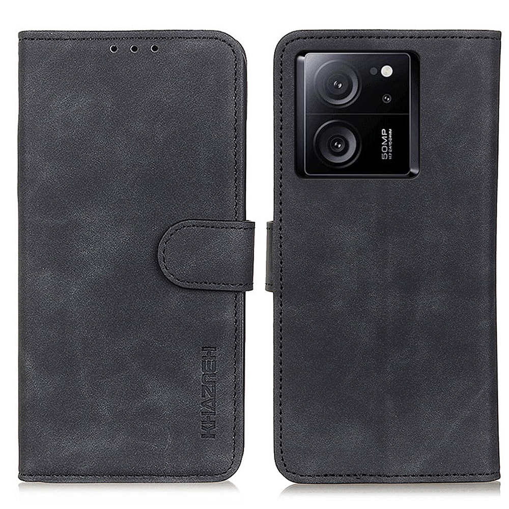 

Khazneh Für Xiaomi 13t / Redmi K60 Ultra Case Ständer Telefonabdeckung PU Leder Retro Textur Shell - Schwarz, Xiaomi 13T Pro