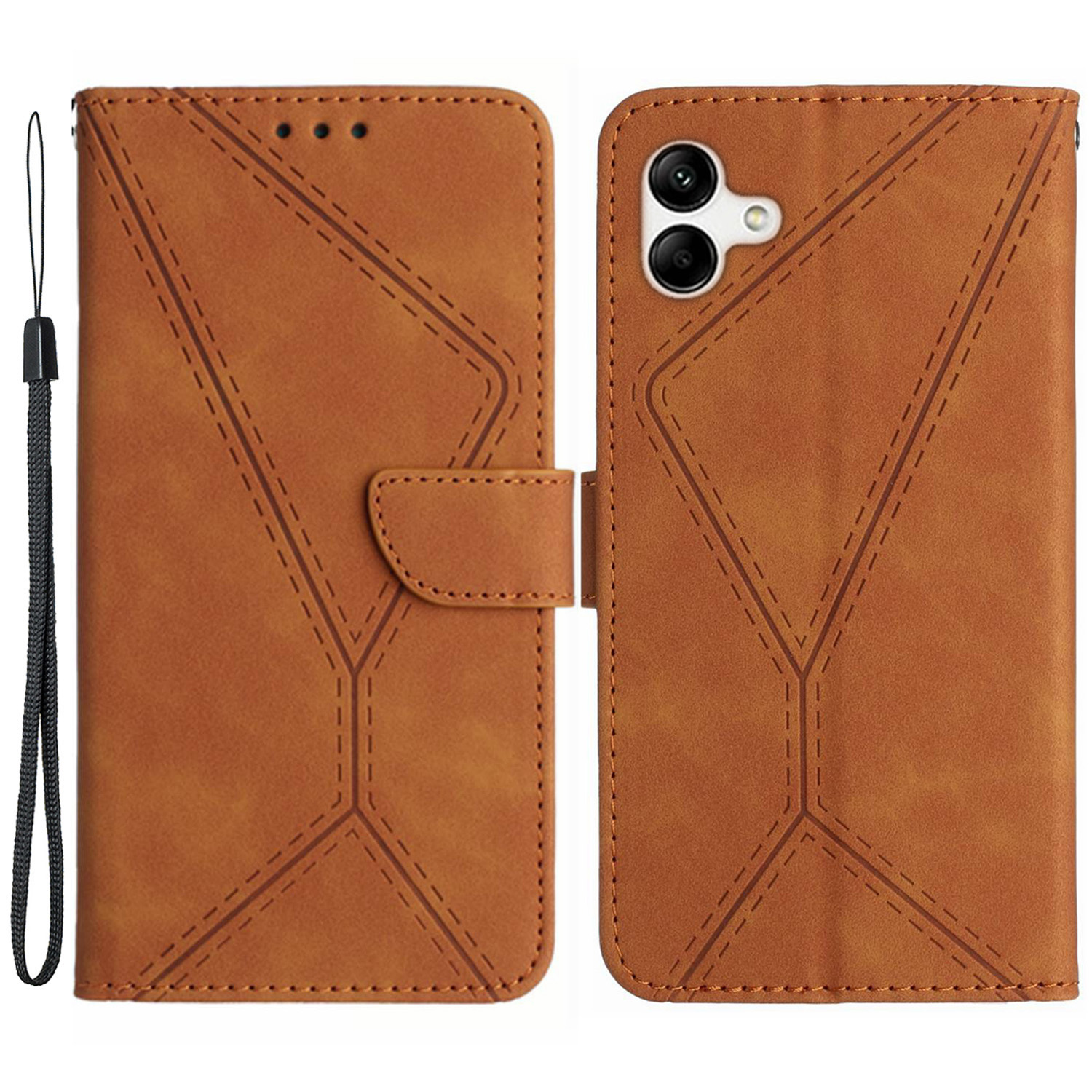 

HT05 Für Samsung Galaxy A05 4G Hülle PU Leder Eingeprägt - Braun, Samsung Galaxy A05 4G