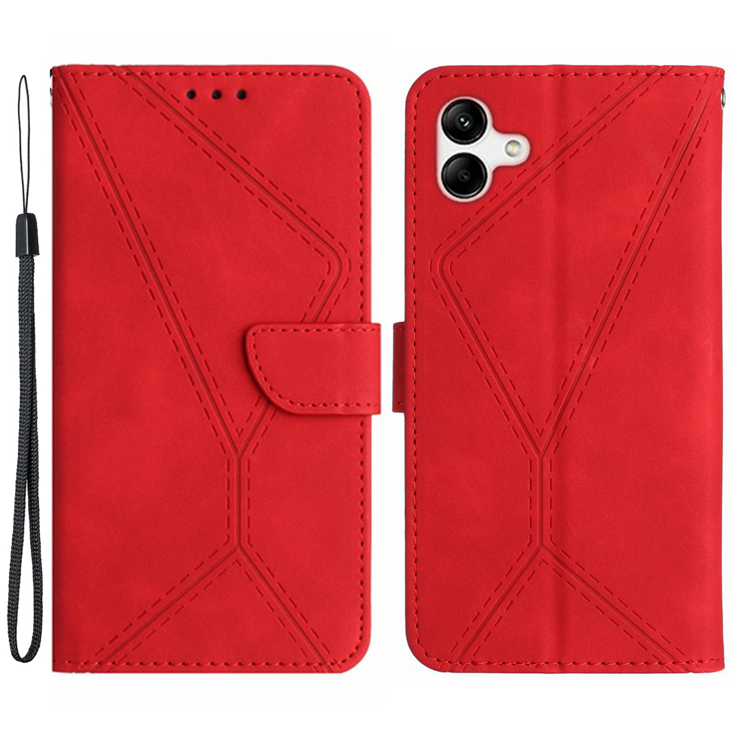 

HT05 Für Samsung Galaxy A05 4G Hülle PU Leder Eingeprägt - Rot, Samsung Galaxy A05 4G