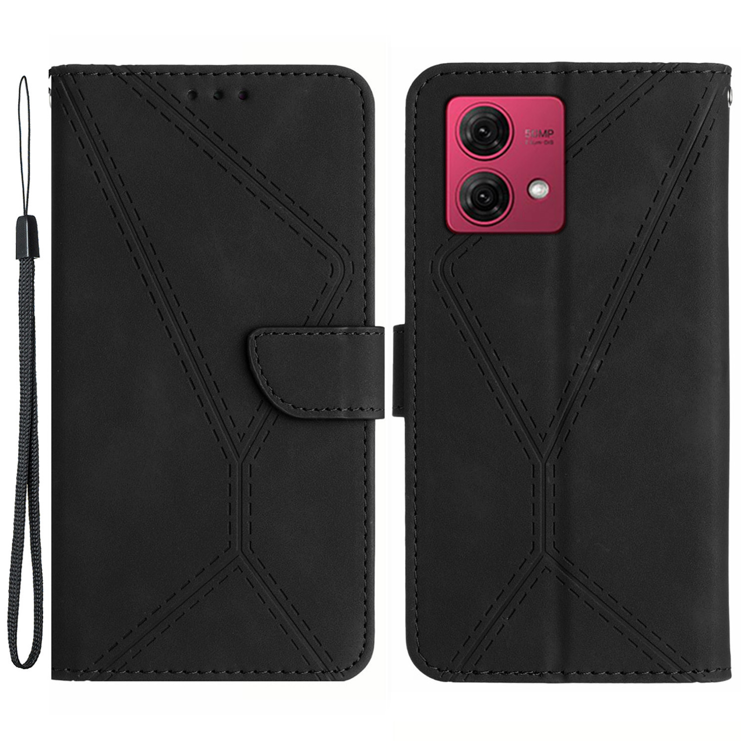 

HT05 Für Motorola Edge 40 Neo 5G Hülle PU Leder Brieftaschenleitungen Impressum Telefonabdeckung - Schwarz, Motorola Edge 40 Neo 5G