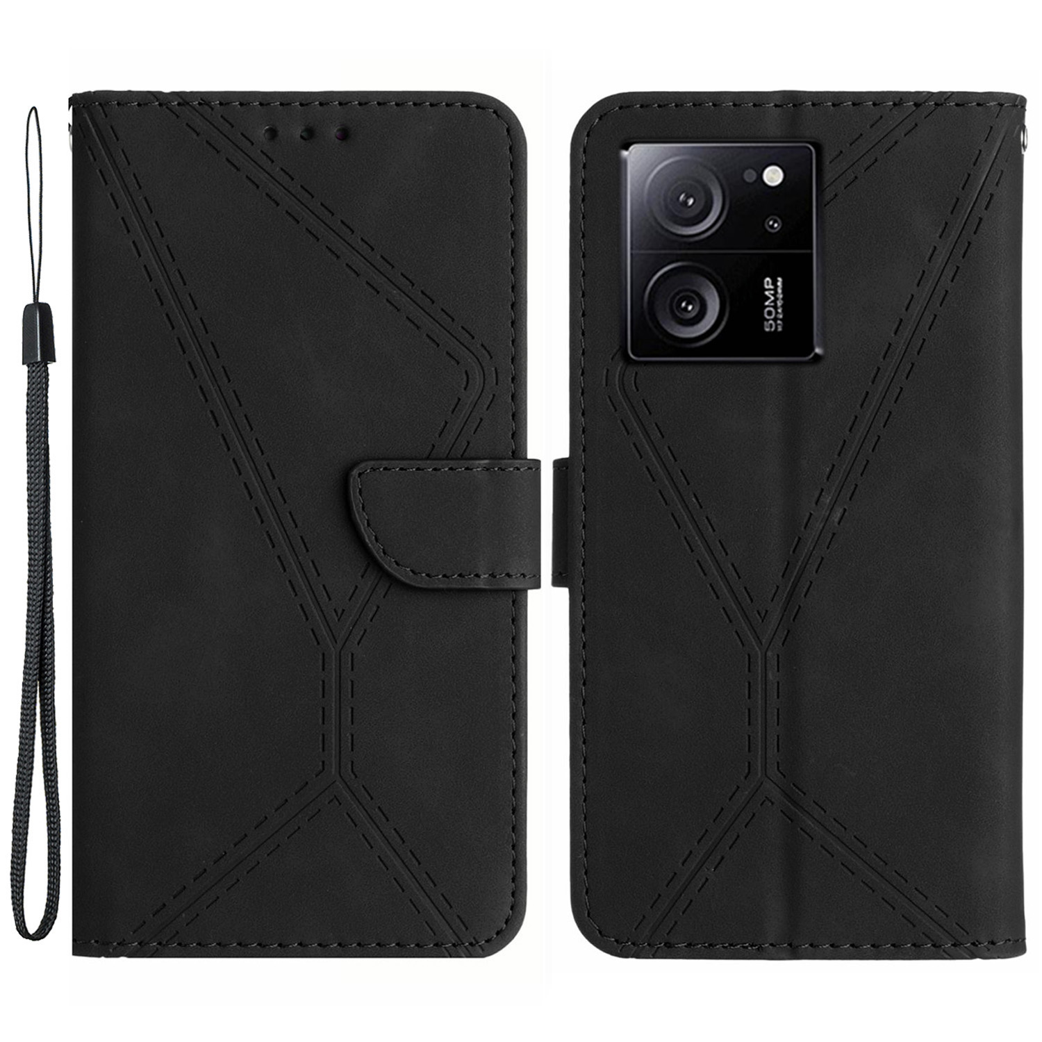 

HT05 Für Xiaomi 13t / 13t Pro Hase Eingeprägte PU Leder Brieftasche Telefonständer Cover - Schwarz, Xiaomi 13T Pro