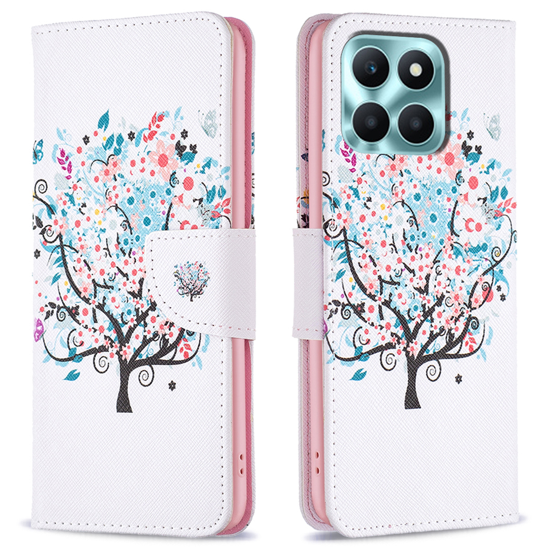 

Brieftasche Telefonabdeckung Für Ehren X6a 4g Hülle PU Lederstand Shell - Blumenbaum, Honor X6a 4G