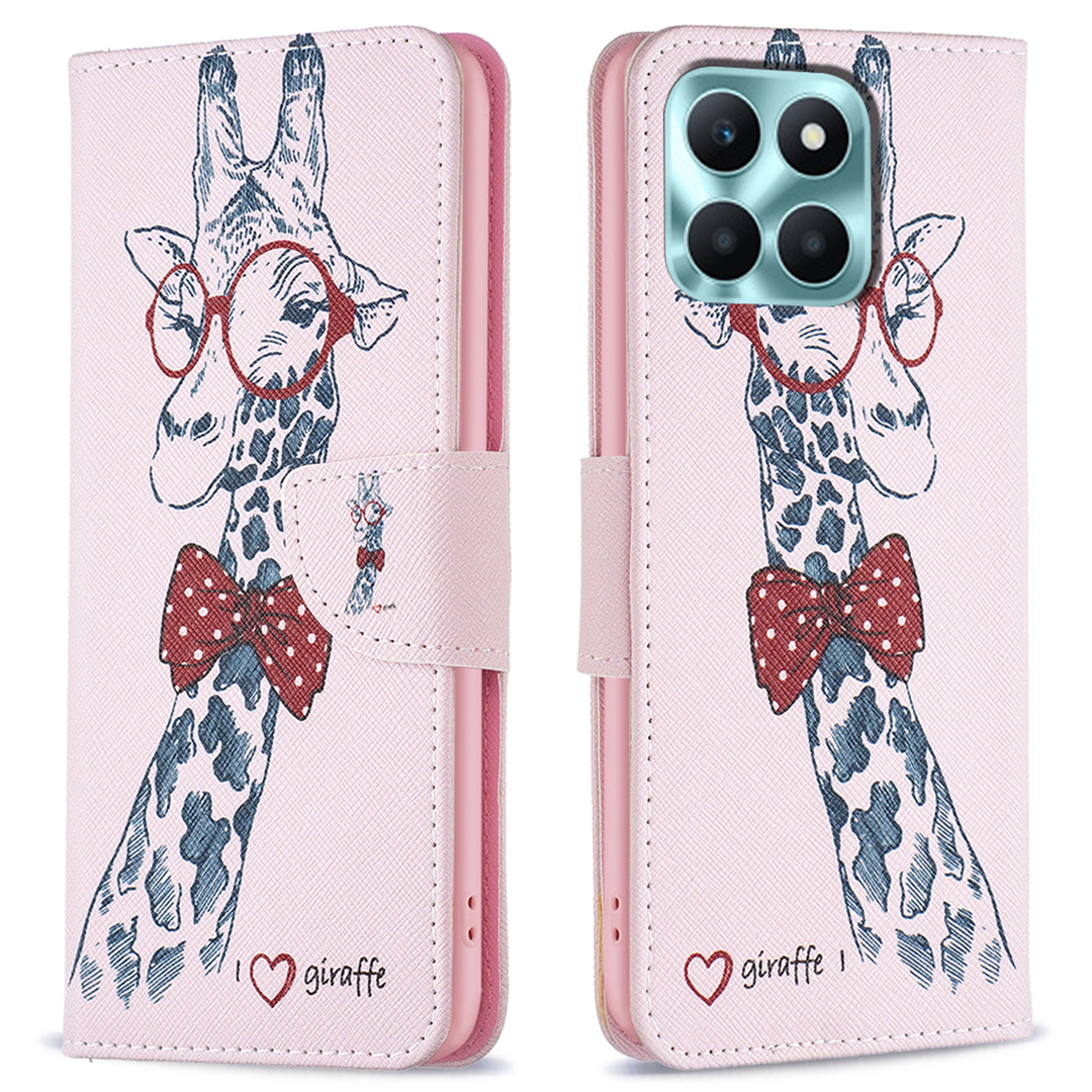 

Brieftasche Telefonabdeckung Für Ehren X6a 4g Hülle PU Lederstand Shell - Giraffe, Honor X6a 4G