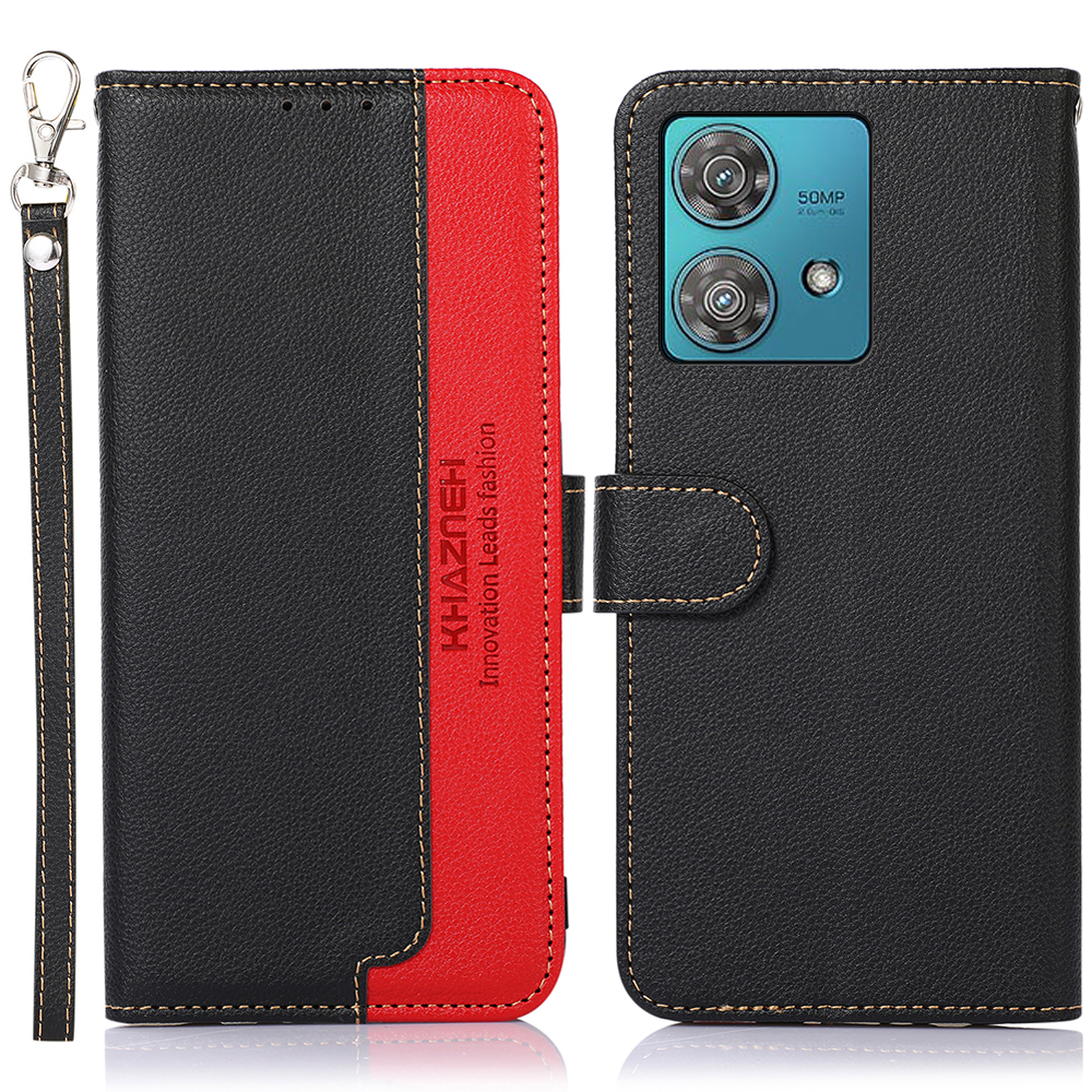 

Khazneh Für Motorola Edge 40 Neo 5G Schockfeste Telefonhülle RFID -blockierungsbrieftasche Lederabdeckung - Schwarz, Motorola Edge 40 Neo 5G