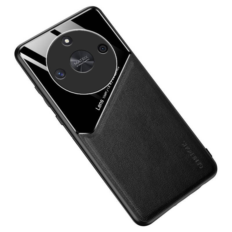 

Für Ehren X50 Hülle PU Leder+tpu+pc -telefonschutzabdeckung Mit Autohalterung Metallblatt - Schwarz, Honor X50