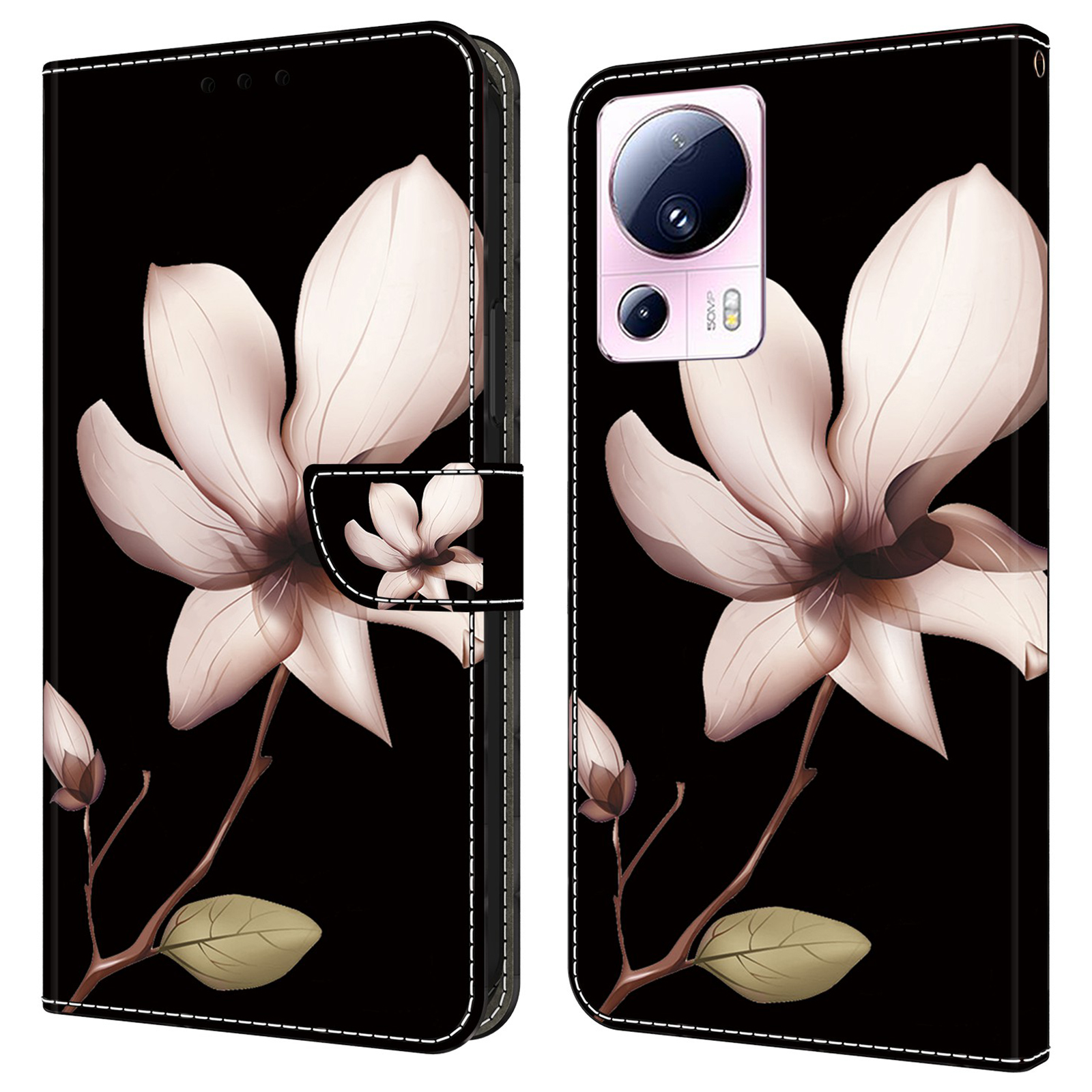 

Für Xiaomi 13 Lite / Civi 2 5G Wallet Case 3D Muster Druckleder Lederschockdelie Telefonabdeckung - Pinke Blume, Xiaomi 13 Lite