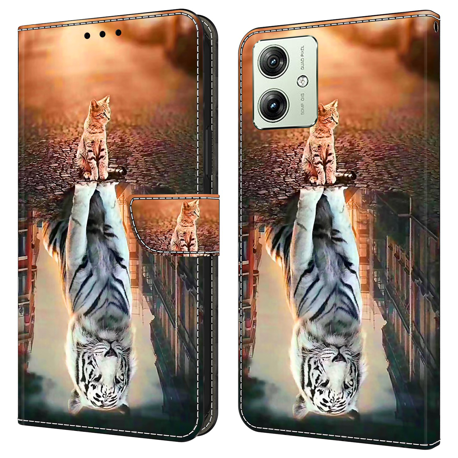 

Brieftasche Telefonhülle Für Motorola Moto G54 5G Hülle 3D -muster Druckleder -flip -abdeckung - Katze Und Tiger, Motorola Moto G54 5G