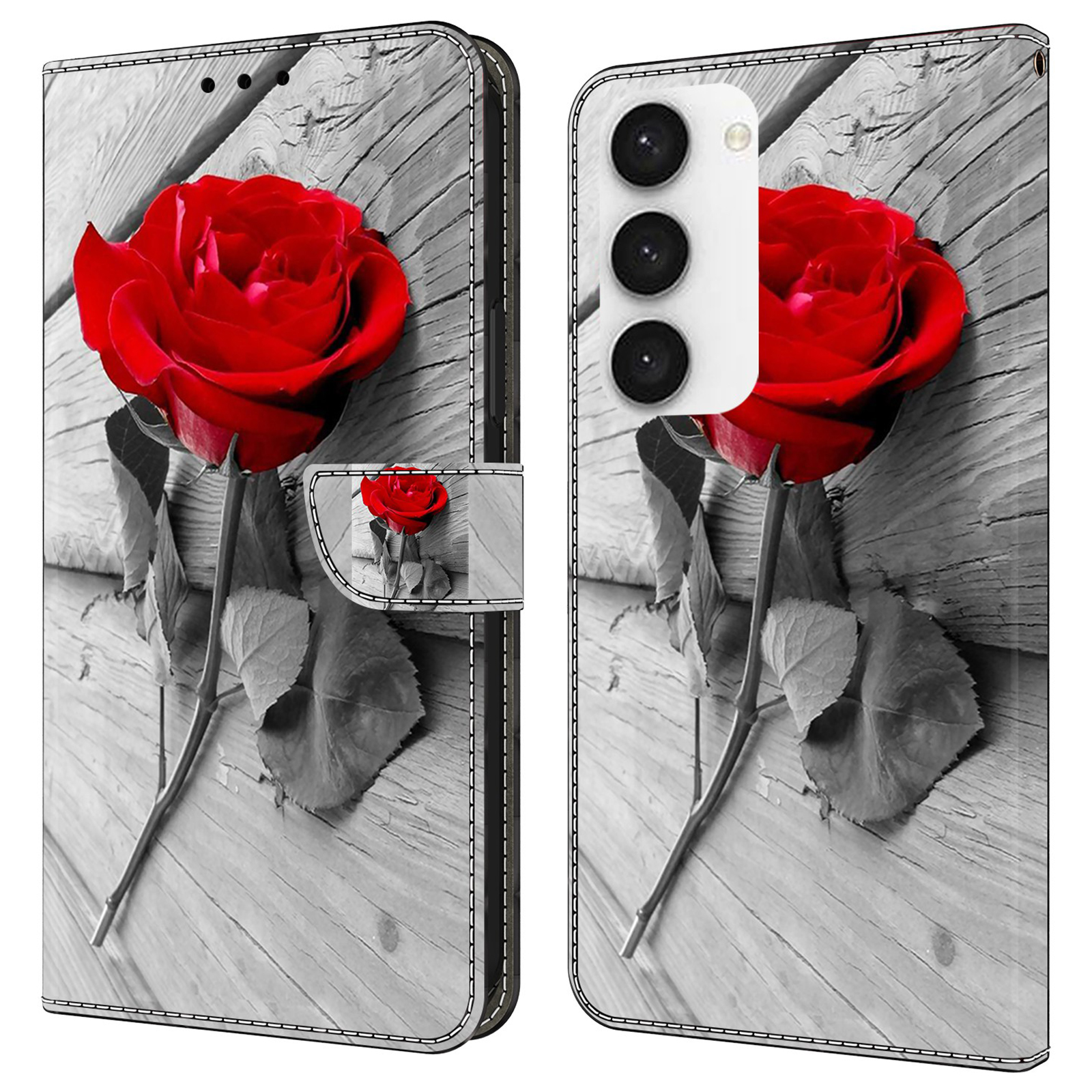

Für Samsung Galaxy S23+ Hülle Anti-drogen-brieftaschen-handy-muster-druckleder-flip-abdeckung - Rose, Galaxy S23+