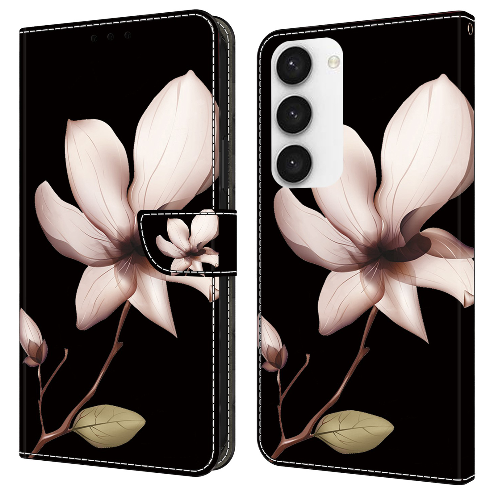 

Für Samsung Galaxy S23+ Hülle Anti-drogen-brieftaschen-handy-muster-druckleder-flip-abdeckung - Pinke Blume, Galaxy S23+