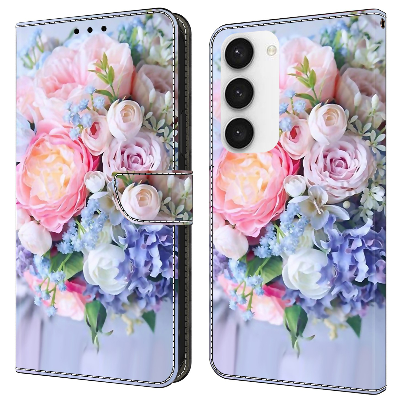 

Für Samsung Galaxy S23+ Hülle Anti-drogen-brieftaschen-handy-muster-druckleder-flip-abdeckung - Farbenfrohe Blume, Galaxy S23+