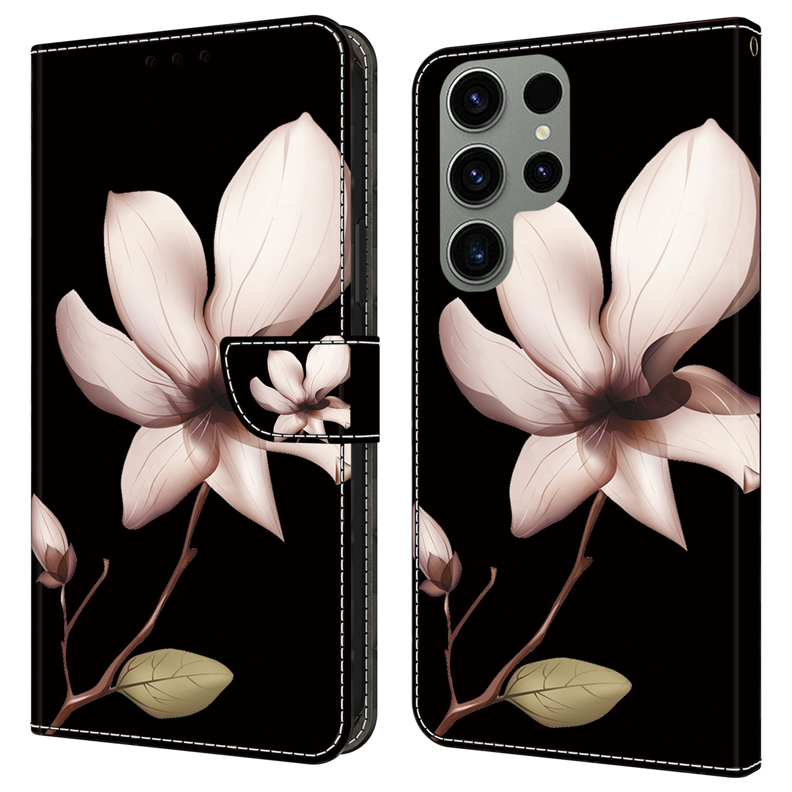 

Für Samsung Galaxy S23 Ultra Case Protective Wallet Phone Case Mit Ständer - Pinke Blume, Galaxy S23 Ultra
