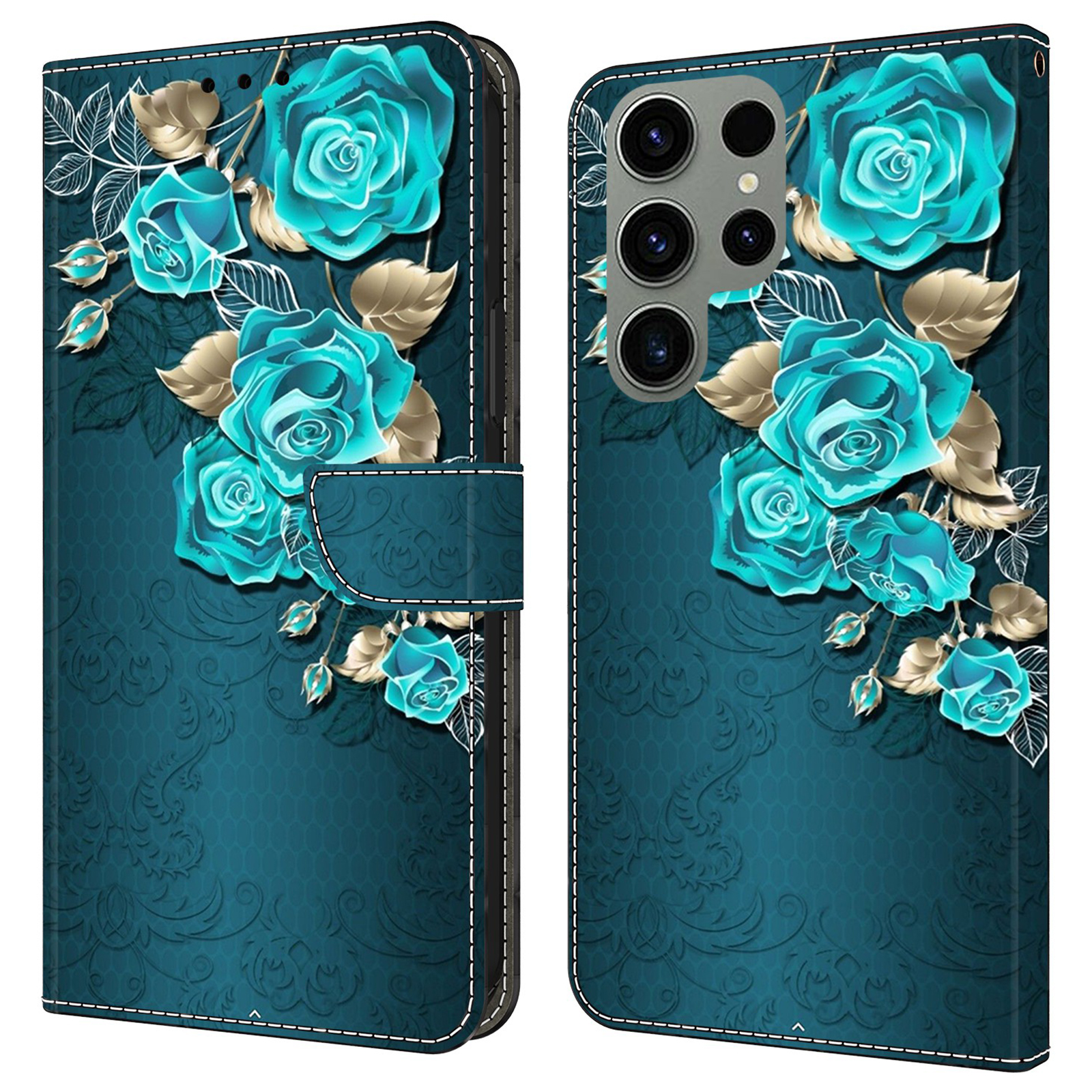 

Für Samsung Galaxy S23 Ultra Case Protective Wallet Phone Case Mit Ständer - Blaue Rose, Galaxy S23 Ultra