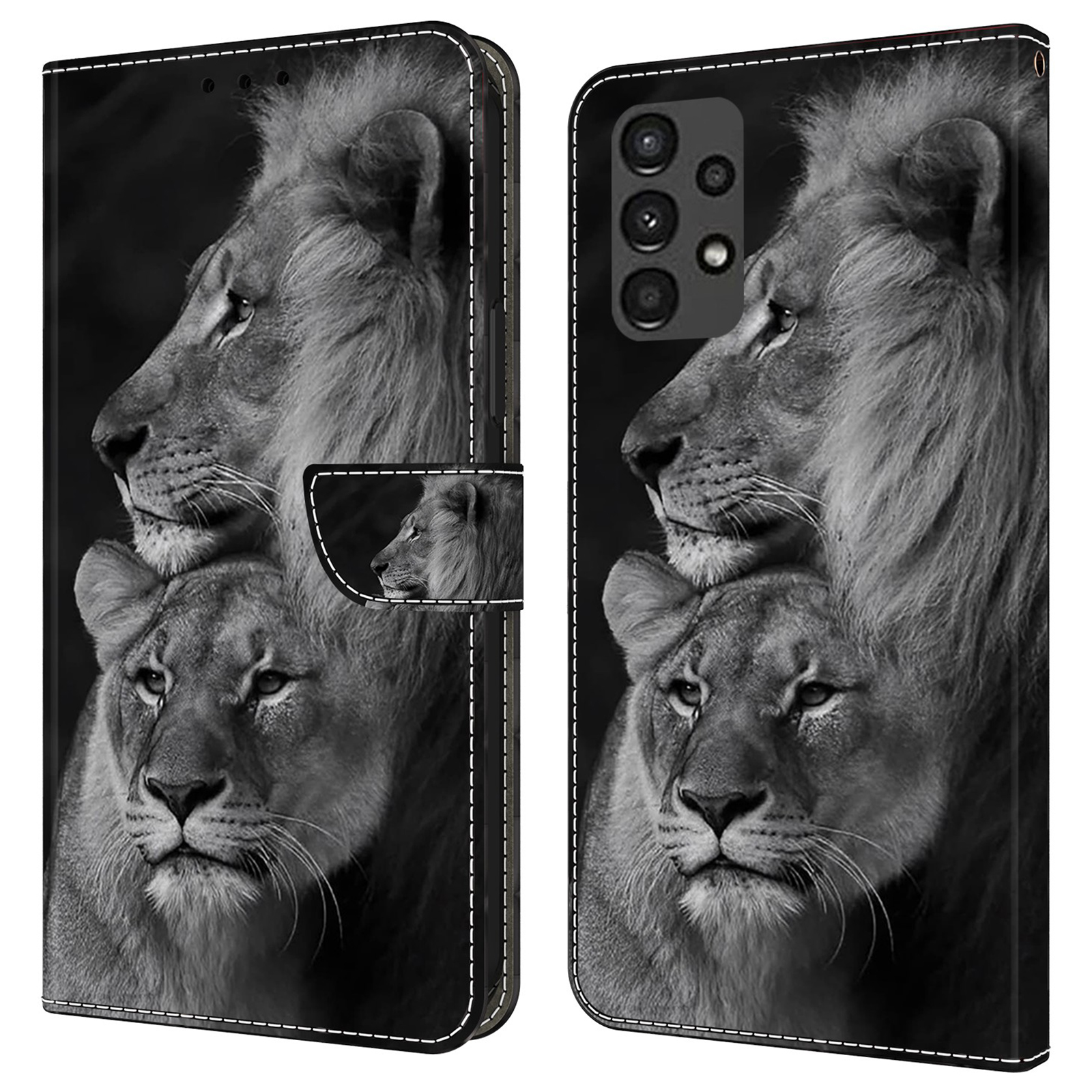 

Für Samsung Galaxy A13 5G / A13 4G Hülle Schutz Lederflip -telefonabdeckung - Paar Löwe, Galaxy A13 5G