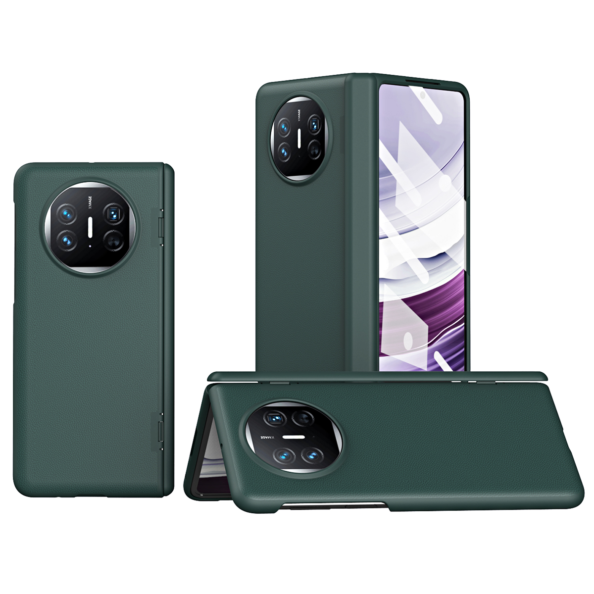 

Für Huawei Mate X5 Hülle PU Leder+pc Scharnierschutz Telefonabdeckung - Grün, Huawei Mate X5