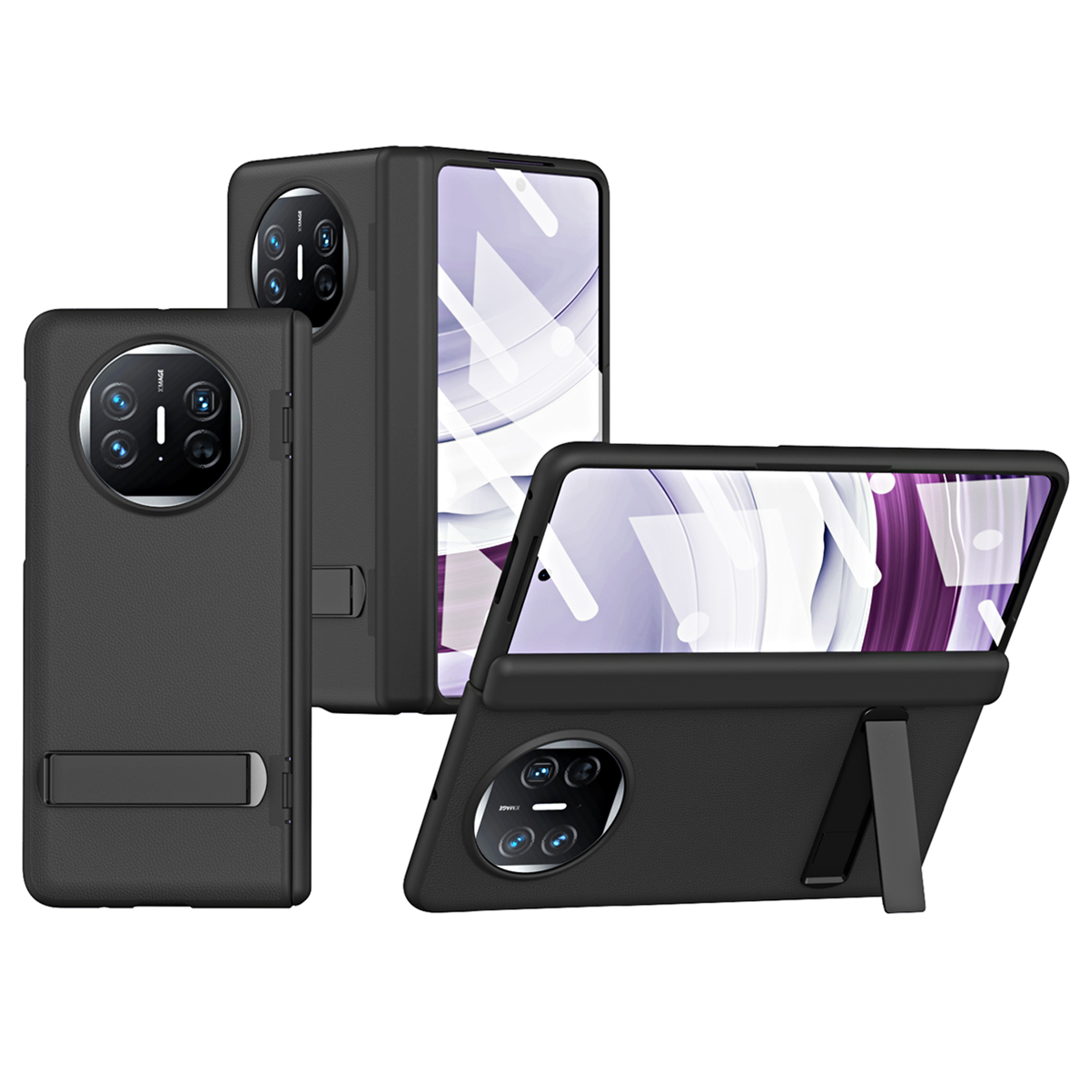 

Für Huawei Mate X5 Case Kickstand PU Leder+pc Scharnierschutz Telefonabdeckung - Schwarz, Huawei Mate X5