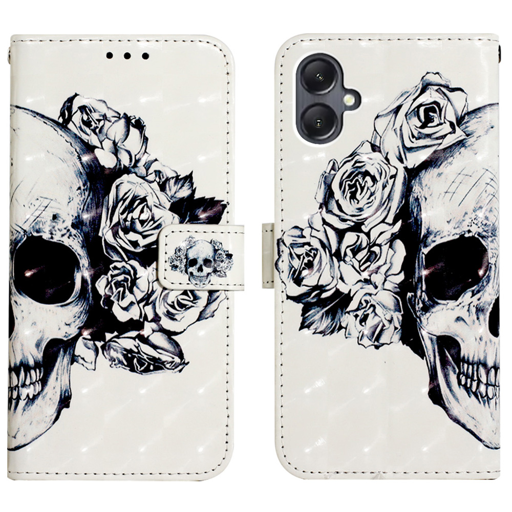 

YB Muster Druckleder Serie-2 Für Samsung Galaxy A05 4G Hülle 3D Muster Brieftasche Flip Phone Deckung - Schädel, Samsung Galaxy A05 4G