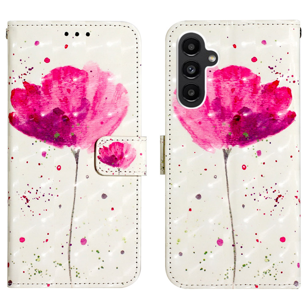 

YB Muster Druckleder Serie-2 Für Samsung Galaxy A05s 4G Hülle Ständer 3d-muster Brieftasche Telefonabdeckung - Blume, Samsung Galaxy A05s 4G