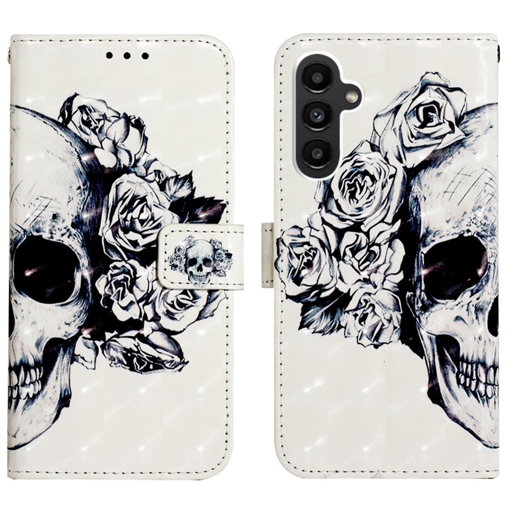 

YB Muster Druckleder Serie-2 Für Samsung Galaxy A05s 4G Hülle Ständer 3d-muster Brieftasche Telefonabdeckung - Schädel, Samsung Galaxy A05s 4G