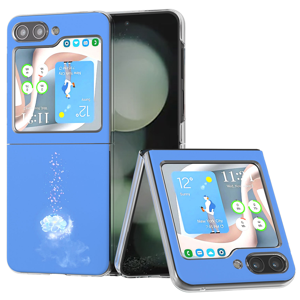

Für Samsung Galaxy Z Flip5 5G Fallmuster Druck Anti-kratzer-pc-telefonabdeckung - Blaue Blumen, Galaxy Z Flip5 5G