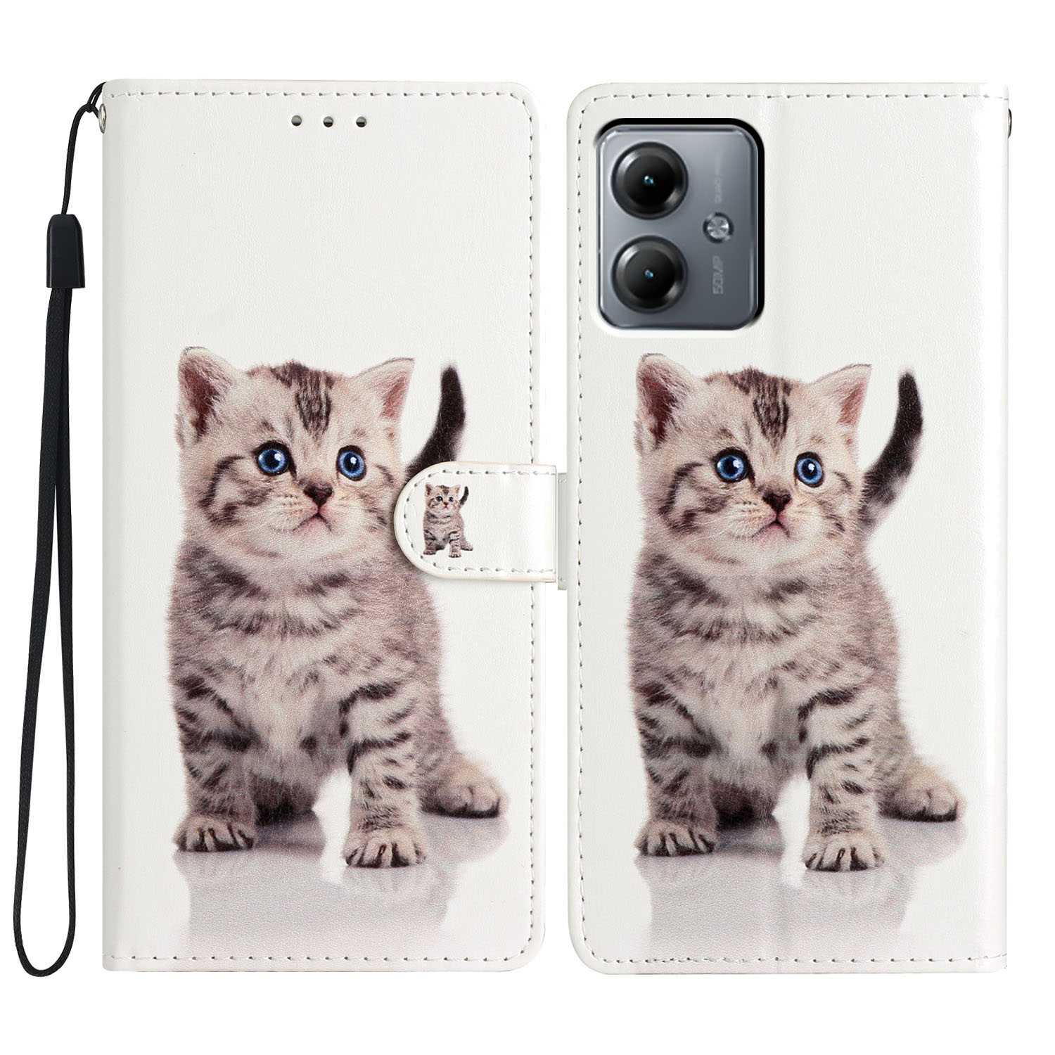 

Für Motorola Moto G54 5G Hülle PU -leder -muster -druckständer Schutzhilfe - Kätzchen, Motorola Moto G54 5G